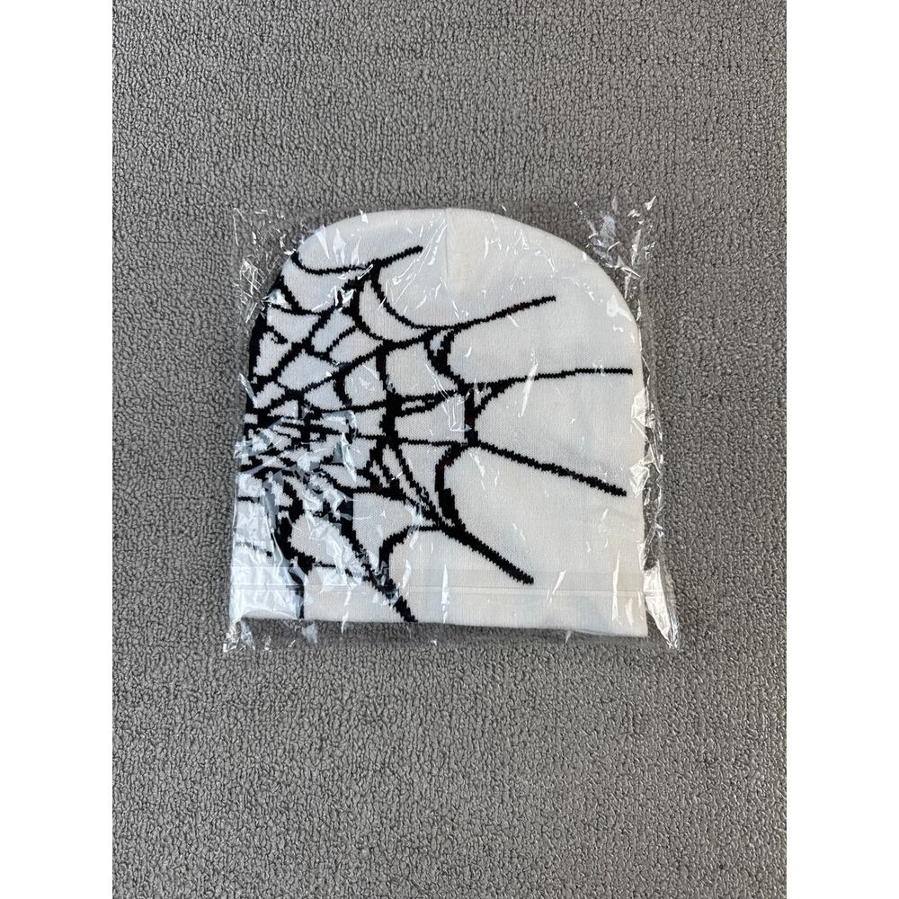 Spider Web Beanie Hat‎ New White Black Streetwear